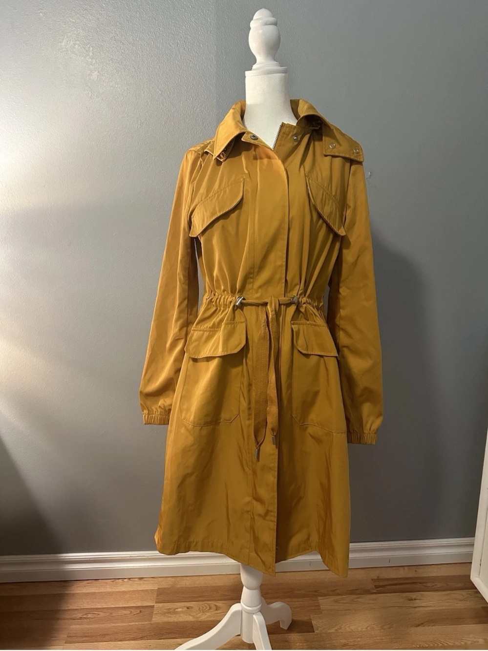 Avec Les Filles  Zip Up Hooded  Trench Coat for women Color Is Wasabi S